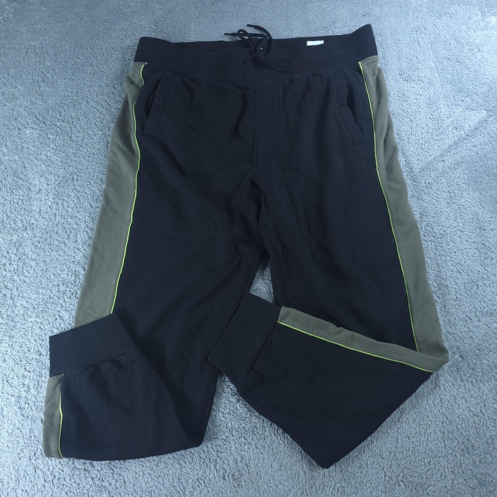 True Religion Jogger Pants Mens XL Black Quilted Colorblock Elastic Waist Cuffed
